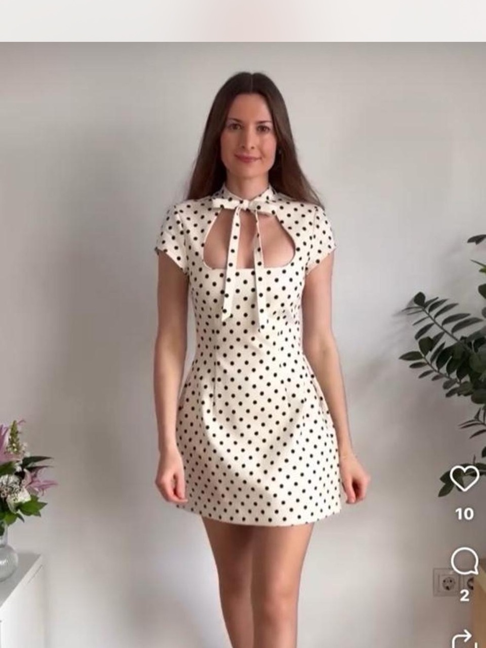 Zara White Mini Dress with Black Polka Dots